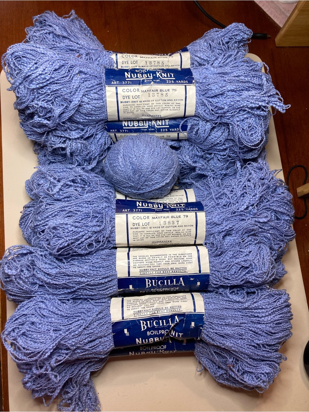 Bucilla Nubby-Knit Yarn 13 Skeins in Mayfair Blue